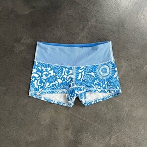 Lululemon Blue Floral Print Yoga Shorts
